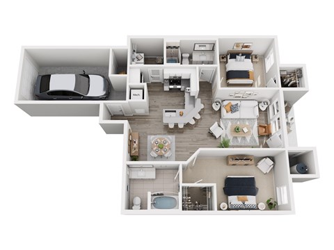 Floor plan for 2 beds, 2 baths, 1122 sqft